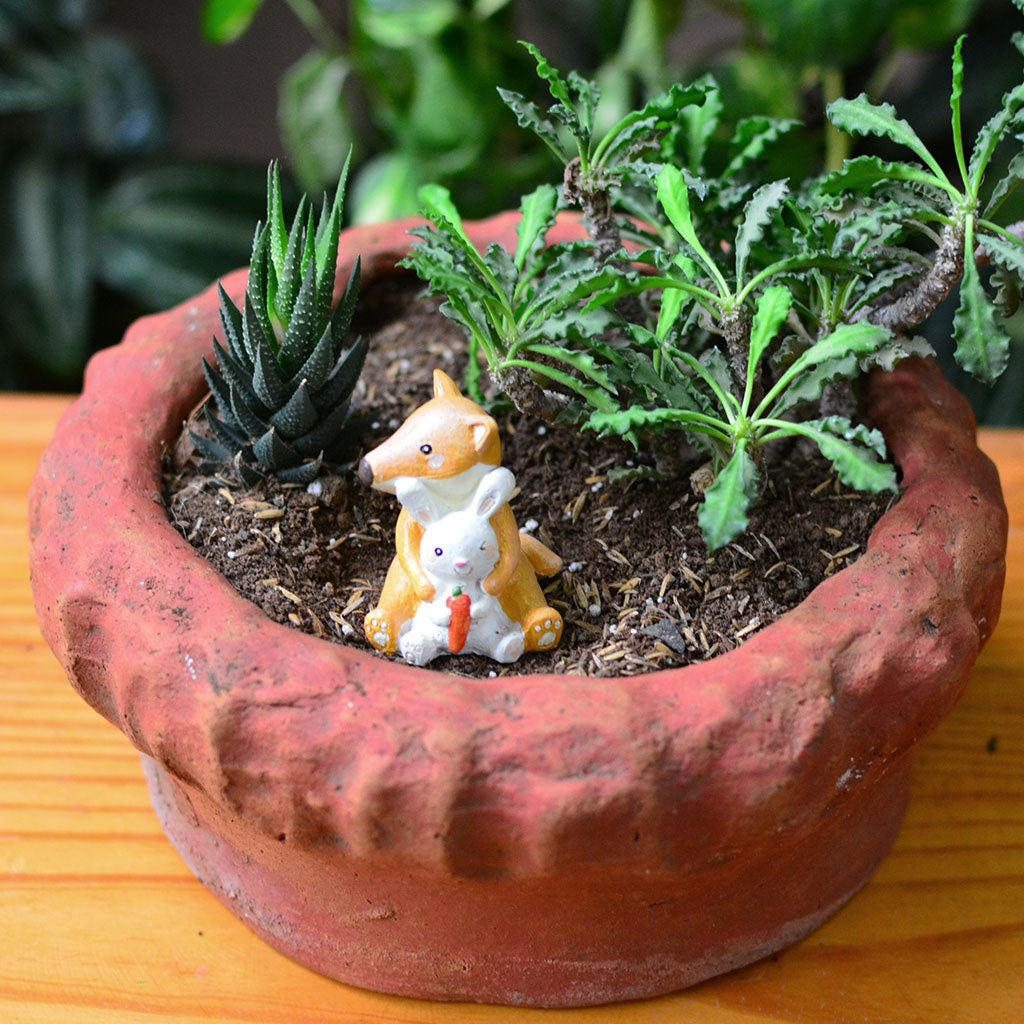 Miniature Fox Cuddling Rabbit Decor - myBageecha