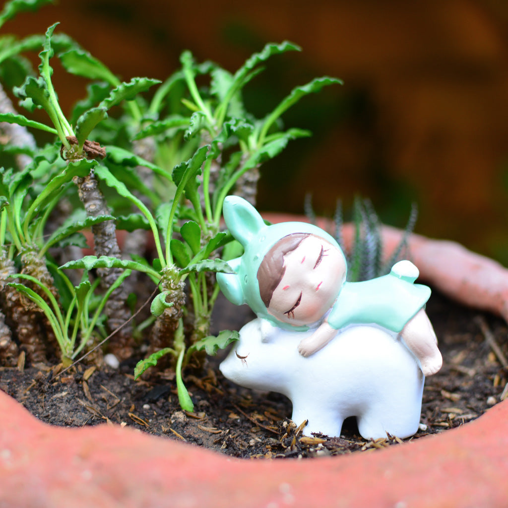 Miniature Cute Girl Hugging Bear - myBageecha