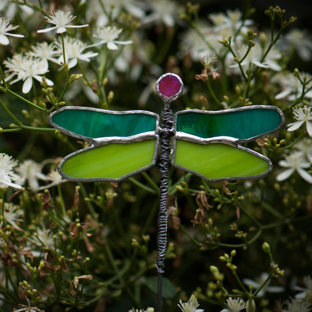 Stained Glass Dragonfly Garden Stick - myBageecha
