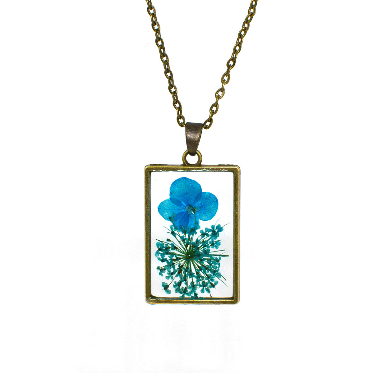 Gust of Blue Real Dried Flower Necklace - myBageecha