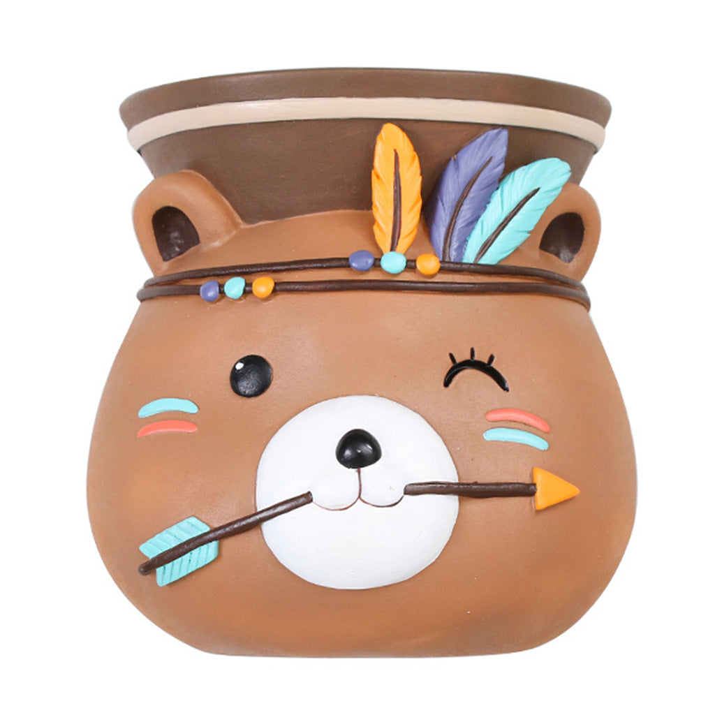 Hanging Tribal Bear Resin Succulent pot - myBageecha