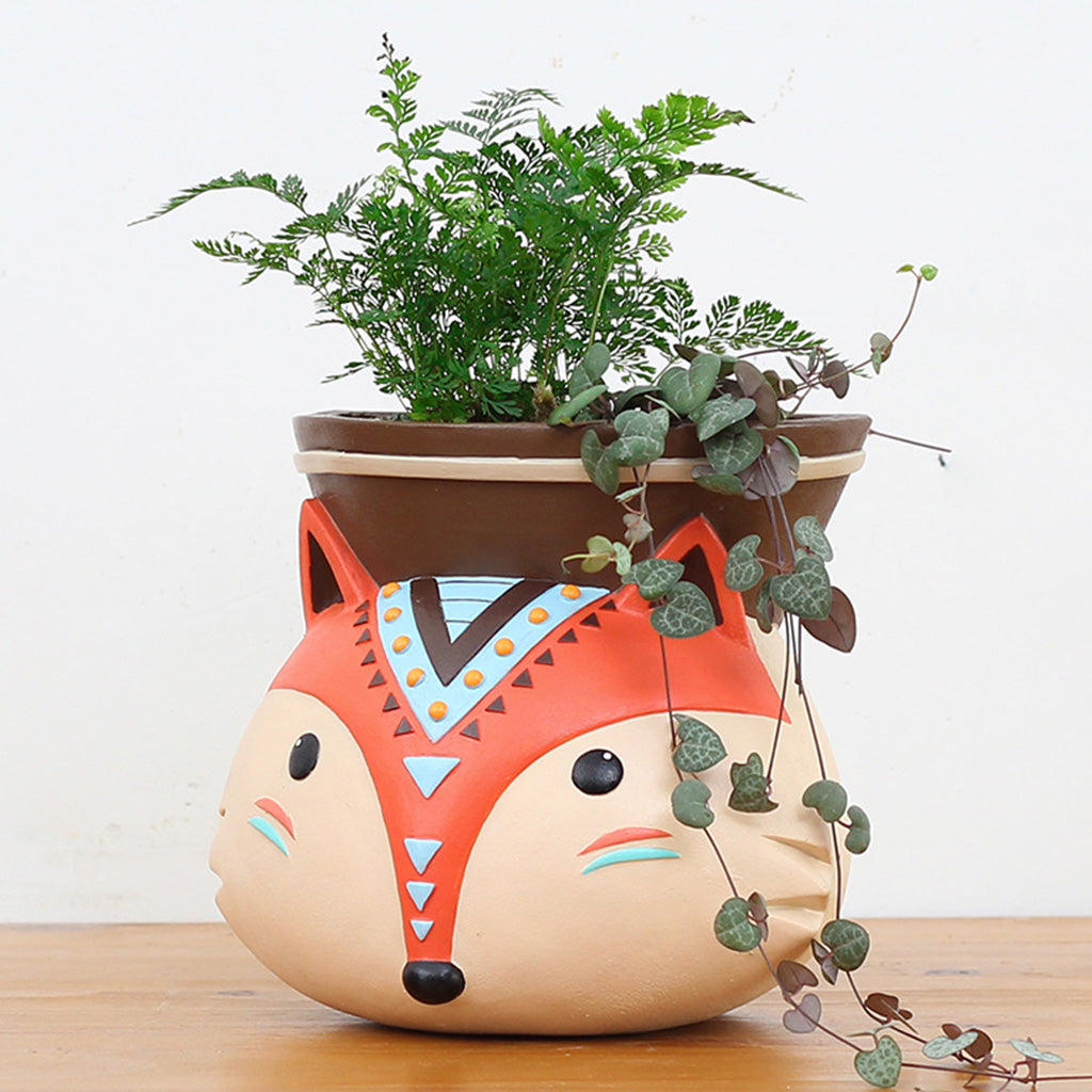 fox succulent planter Hanging Tribal Fox Succulent Pot – Wall Planter
