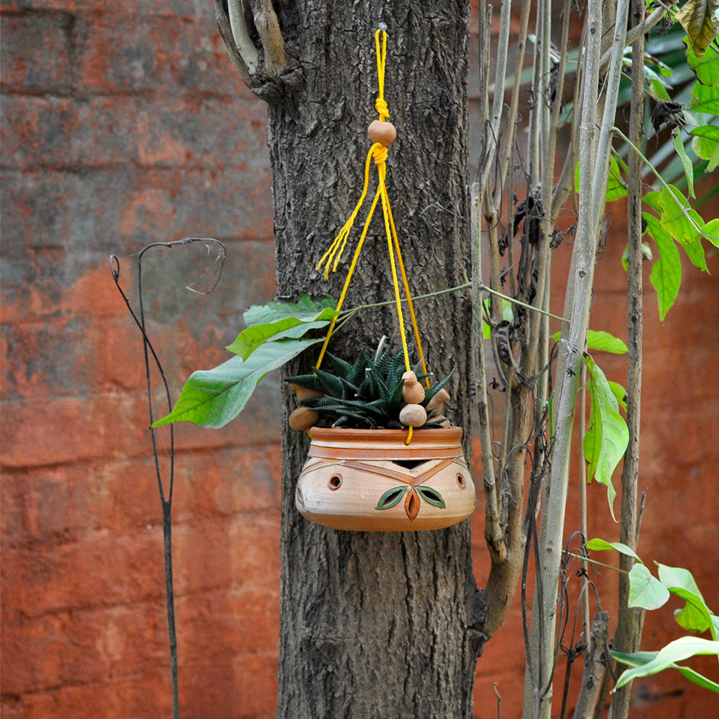 Hanging Clay Pot with trailing plant - myBageecha