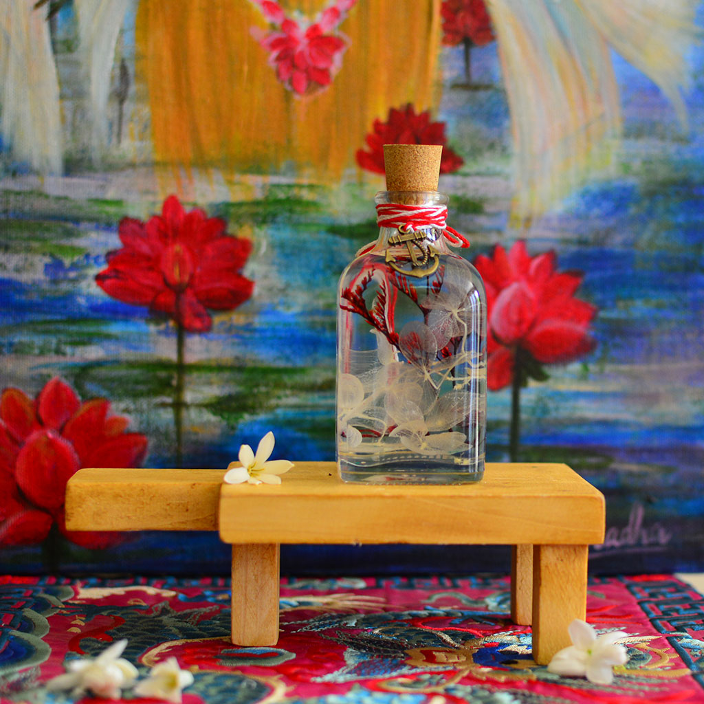 Harmonical Gaze Preserved Flower Tabletop on rectangular stand – balanced preserved arrangement.