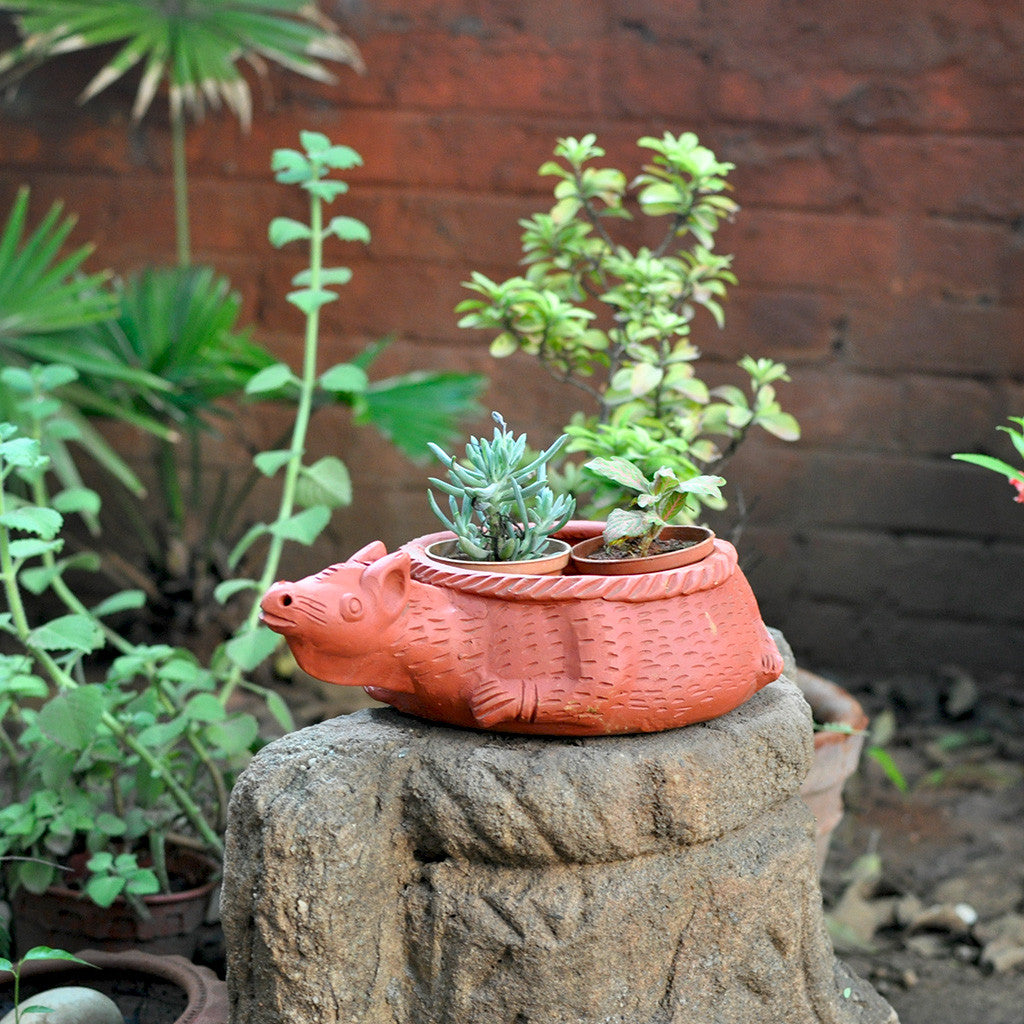 Terracotta Kangaroo Planter front view – myBageecha
