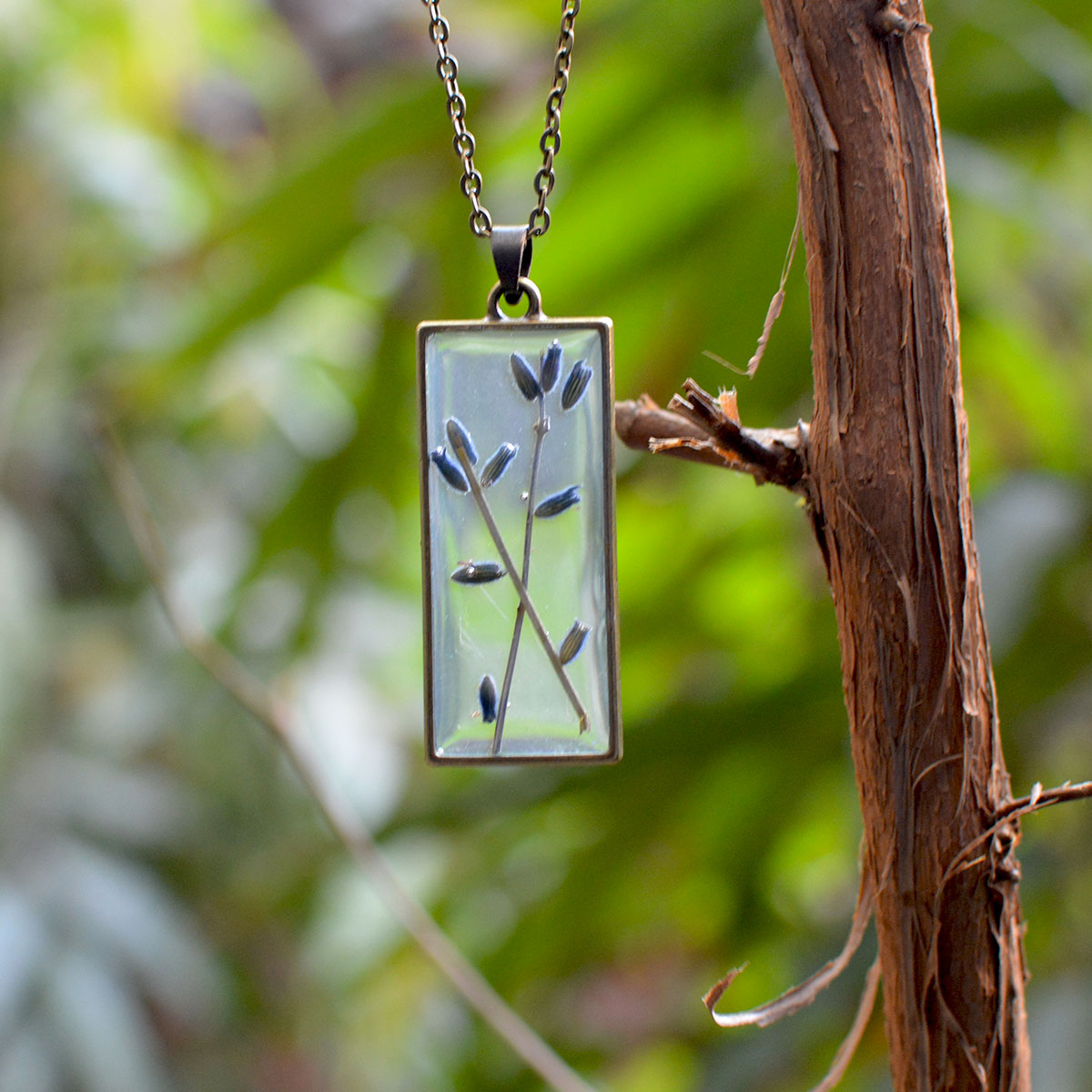 Lavender Sprig Real Dried Flower Necklace - myBageecha