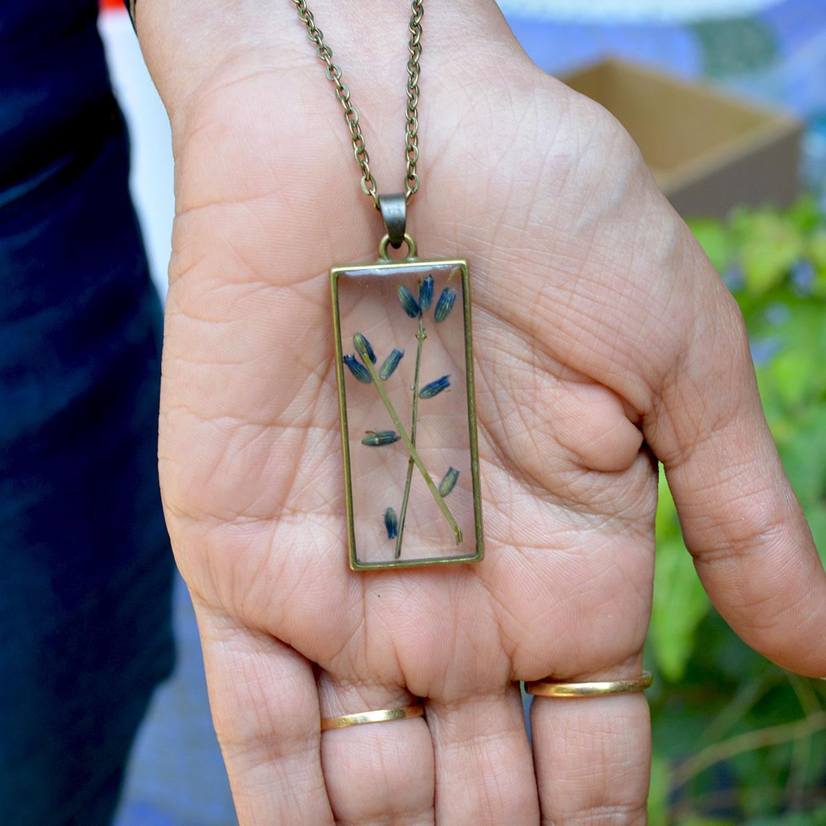 Lavender Sprig Real Dried Flower Necklace - myBageecha