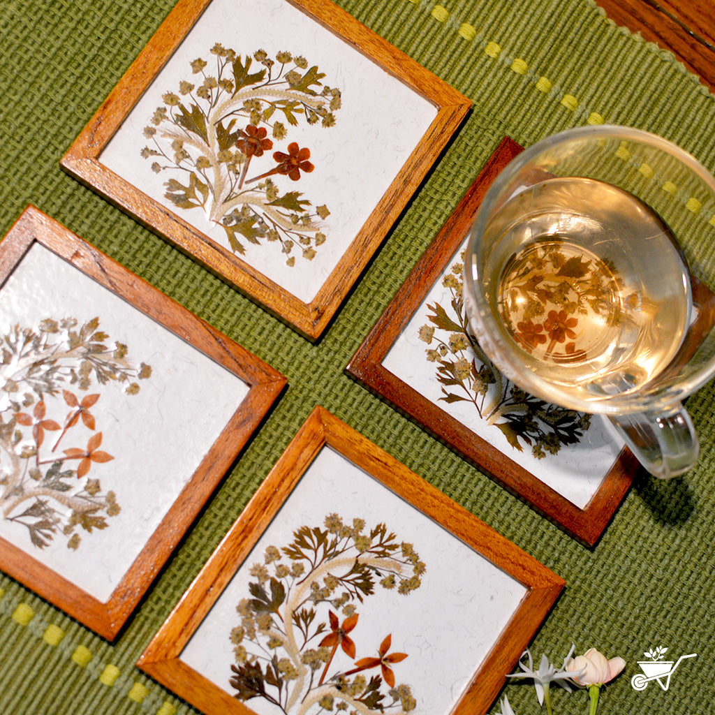 Pastel Blooms Dried Flower Coaster - myBageecha
