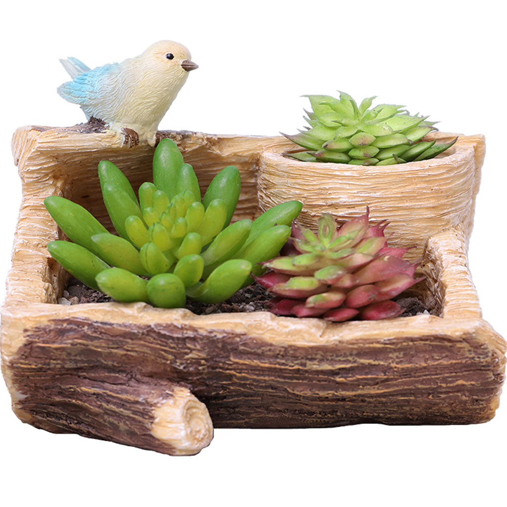 Perched Bird in Garden Resin Succulent Pot - myBageecha