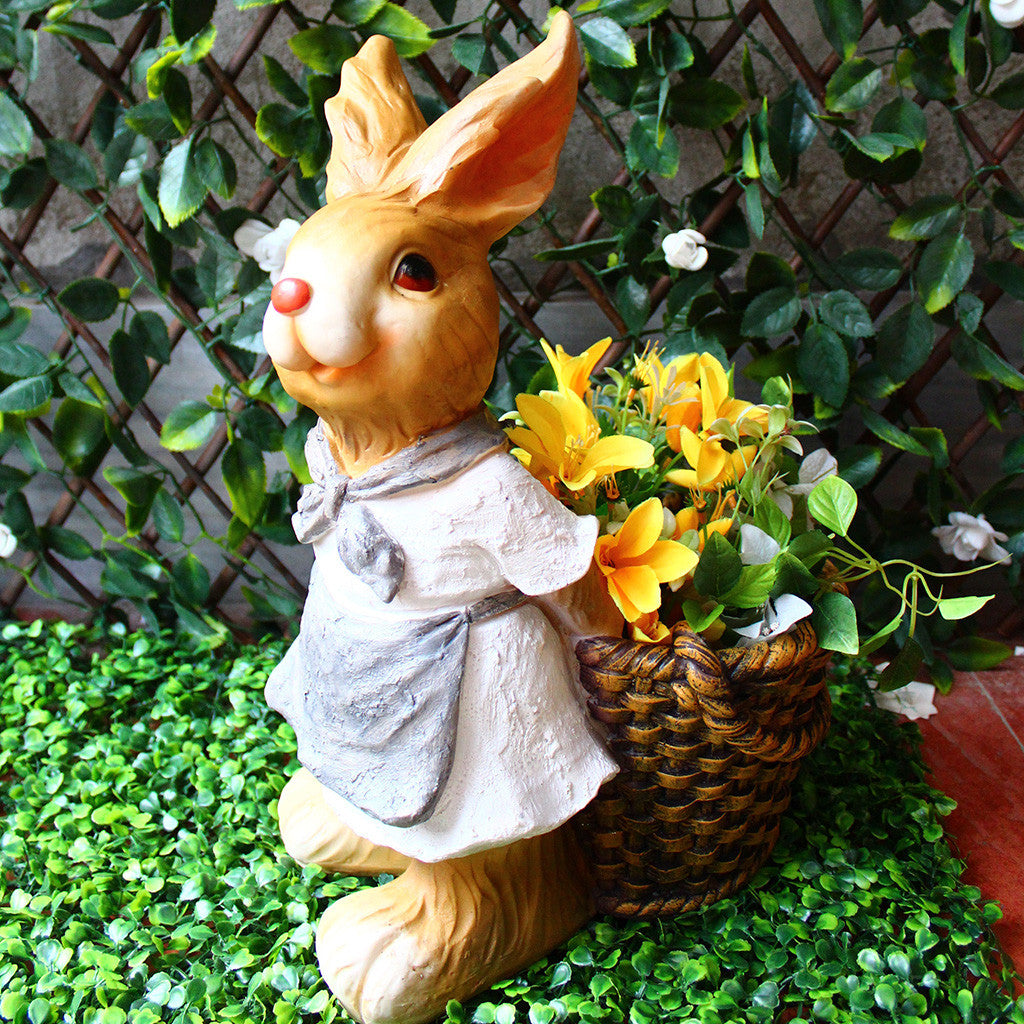 Rabbit With Basket Planter Garden Essentials myBageecha - myBageecha