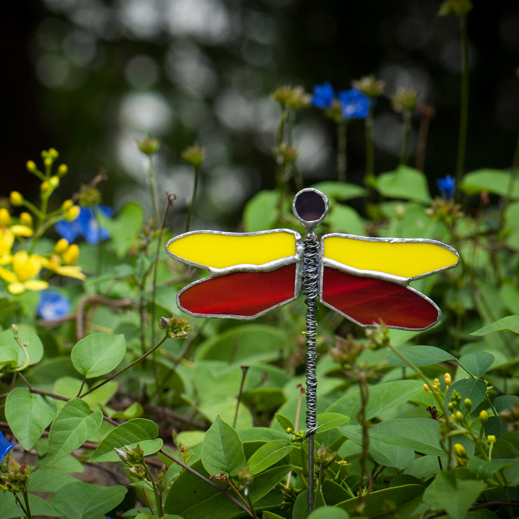 Stained Glass Dragonfly Garden Stick - myBageecha