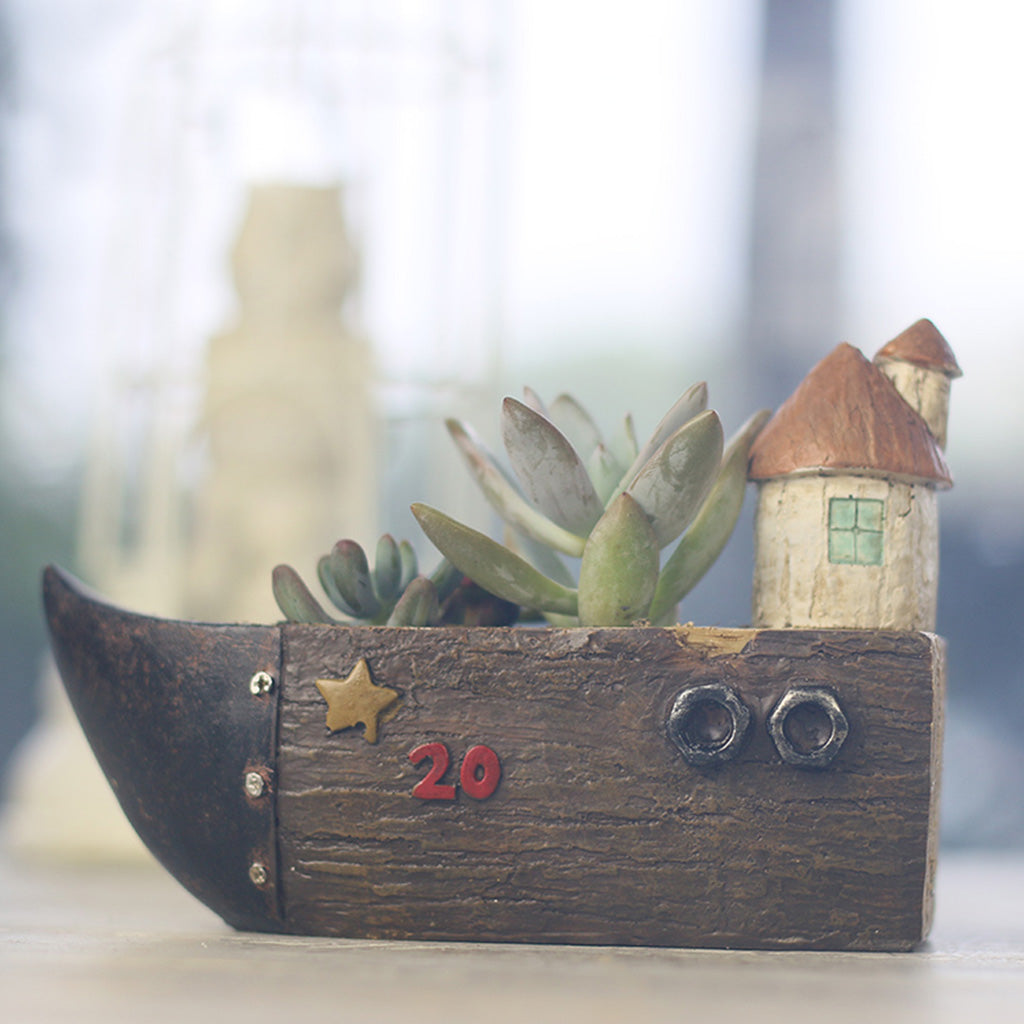 Boat with Hut Resin Succulent Pot - myBageecha
