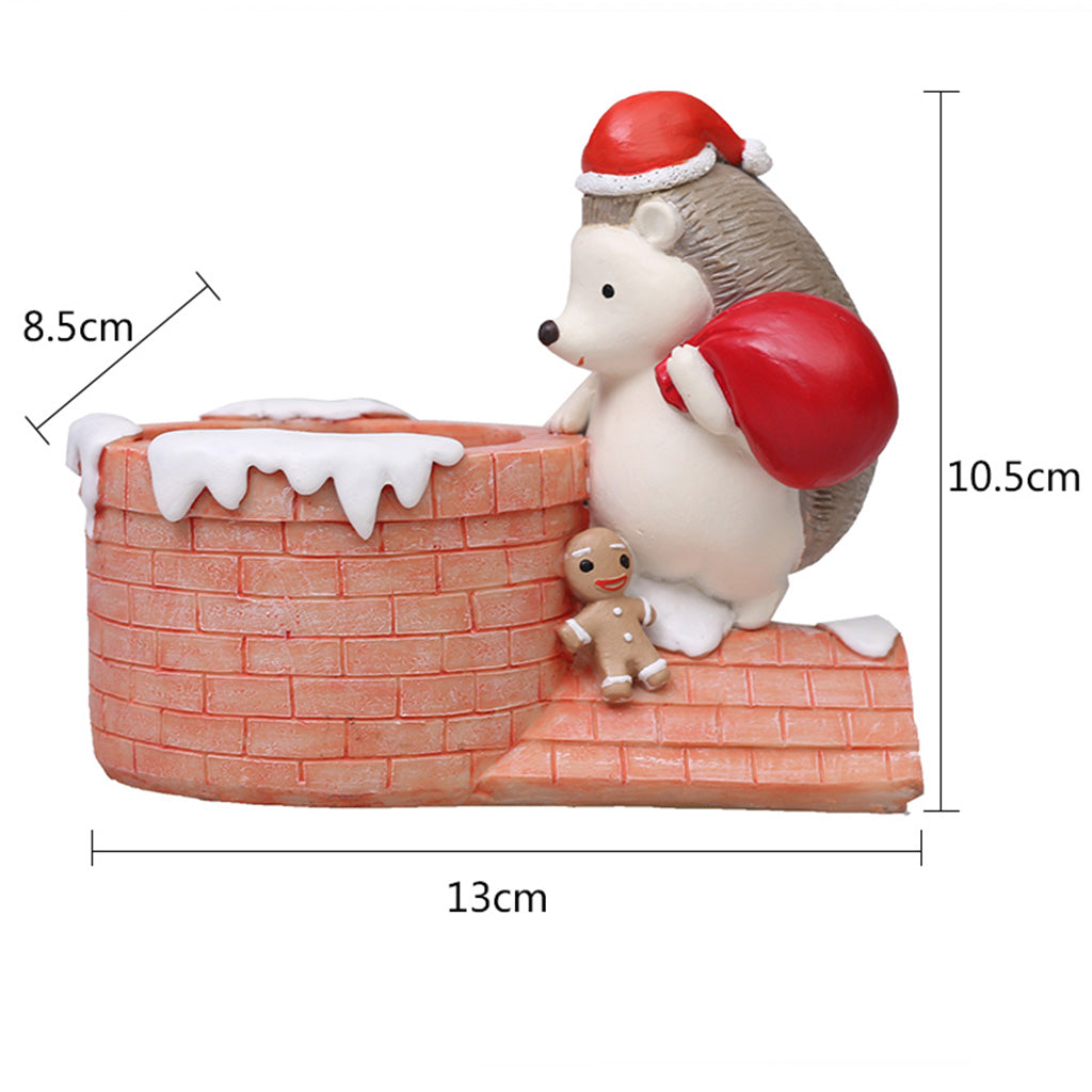Christmas Hedgehog on Chimney Resin Succulent Pot - myBageecha