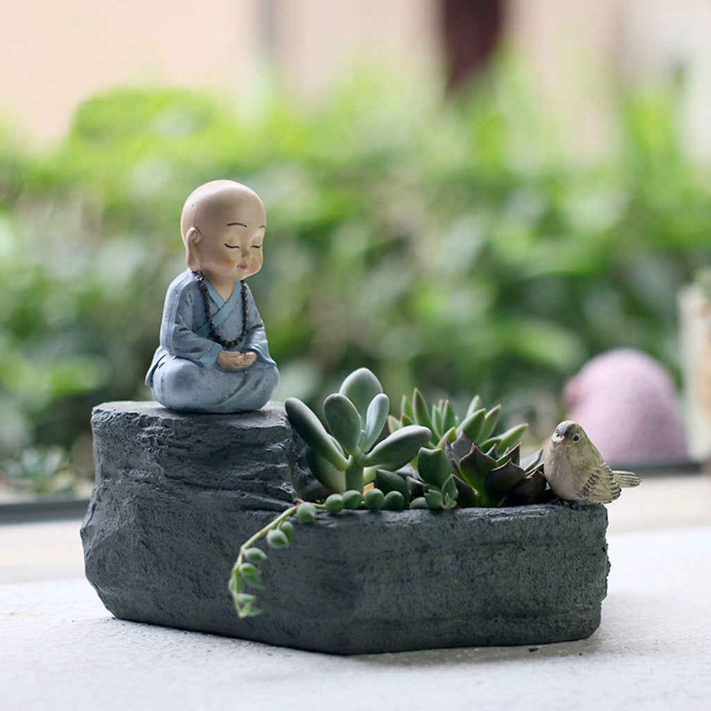 resin succulent pot Meditating Monk Succulent Pot – Zen Resin Planter
