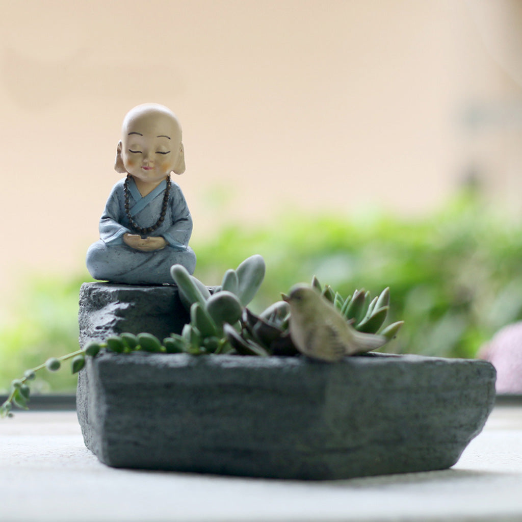 Meditating Monk Resin Succulent Pot - myBageecha