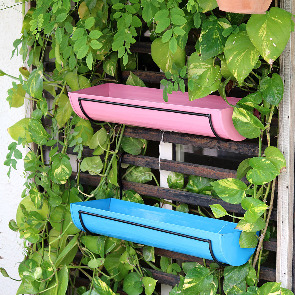 Set of 2 Hanging Railing Pots with Stand - myBageecha