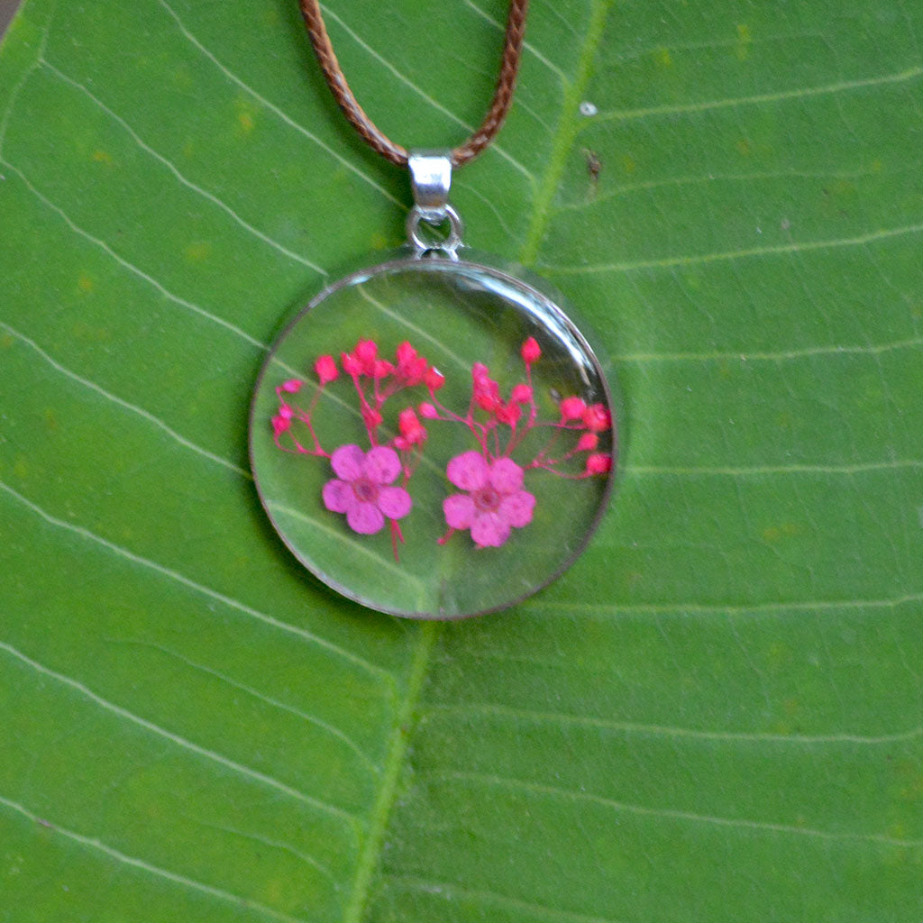 Twin Fuchsia Real Dried Flower Necklace - myBageecha