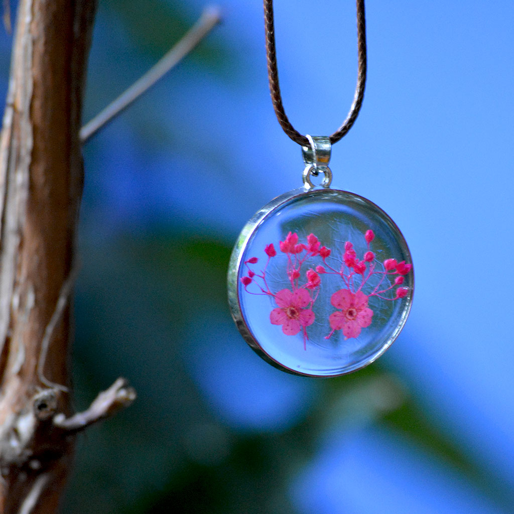 Twin Fuchsia Real Dried Flower Necklace - myBageecha