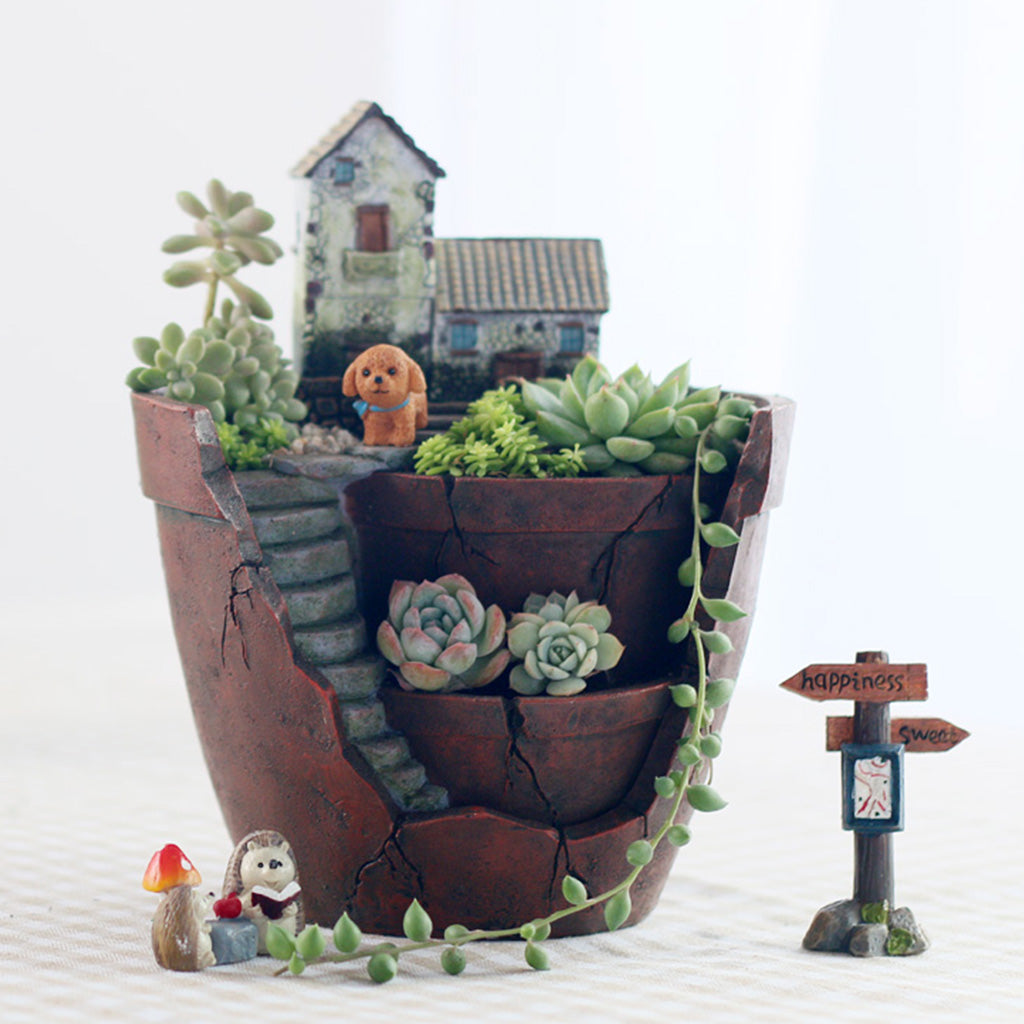 Vintage House Resin Succulent Pot - myBageecha