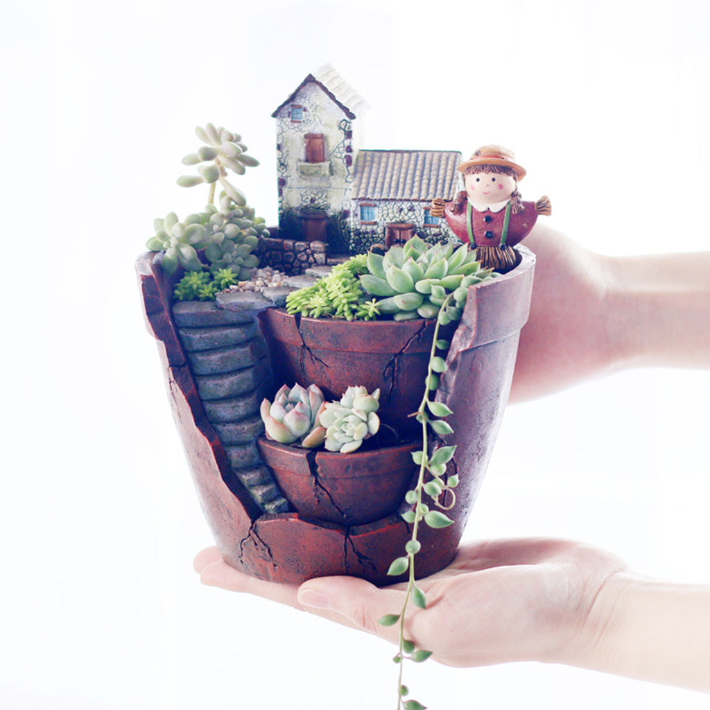 Vintage House Resin Succulent Pot - myBageecha