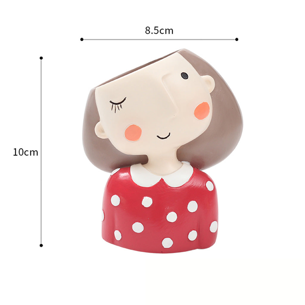 Winking Girl with Polka Resin Succulent Pot - myBageecha