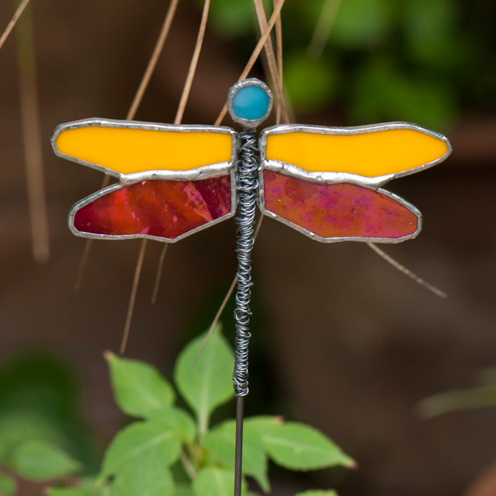 Stained Glass Dragonfly Garden Stick - myBageecha
