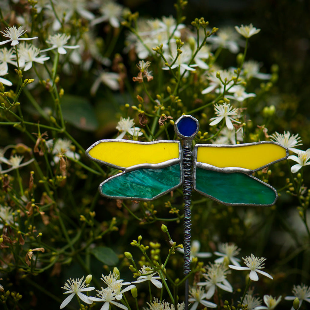 Stained Glass Dragonfly Garden Stick - myBageecha