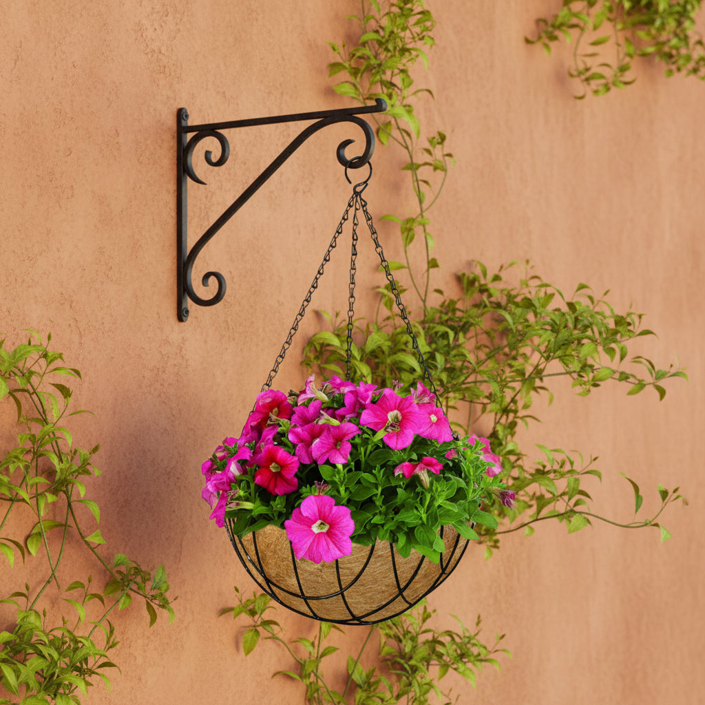 10" Coir Basket with hanger on terrace