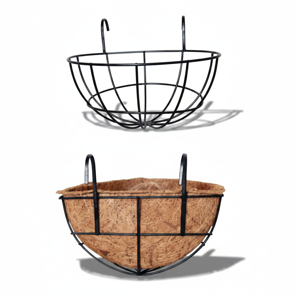 12 Inch Railing Mounted Coir Basket . Metal basket shown separately 