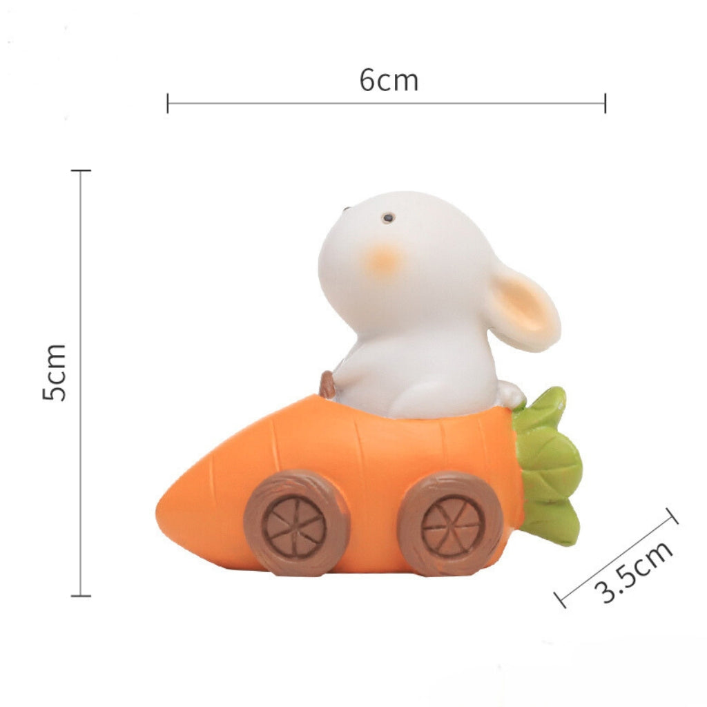 Miniature Cute Rabbit Driving Carrot Car Decor - myBageecha