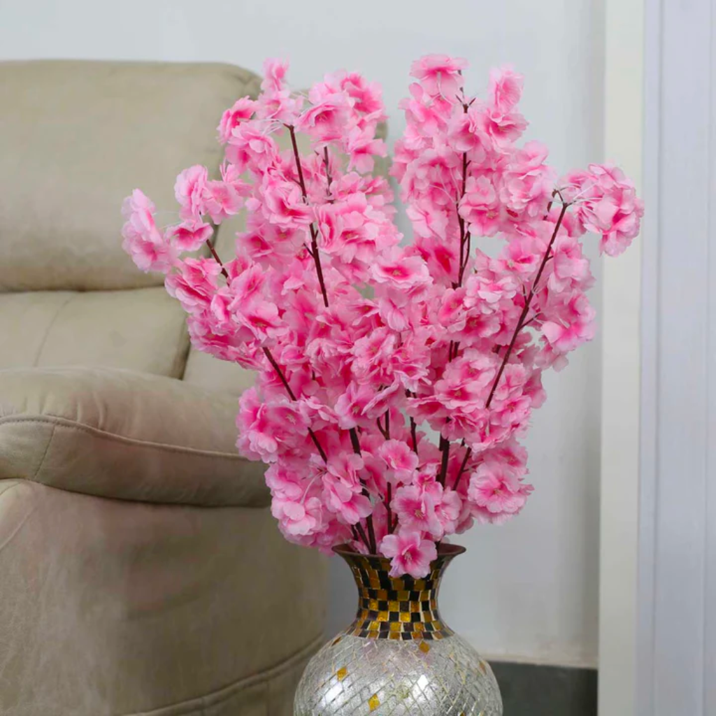 Cherry Blossom Artificial Flower Sticks Set of 5 Decor - myBageecha