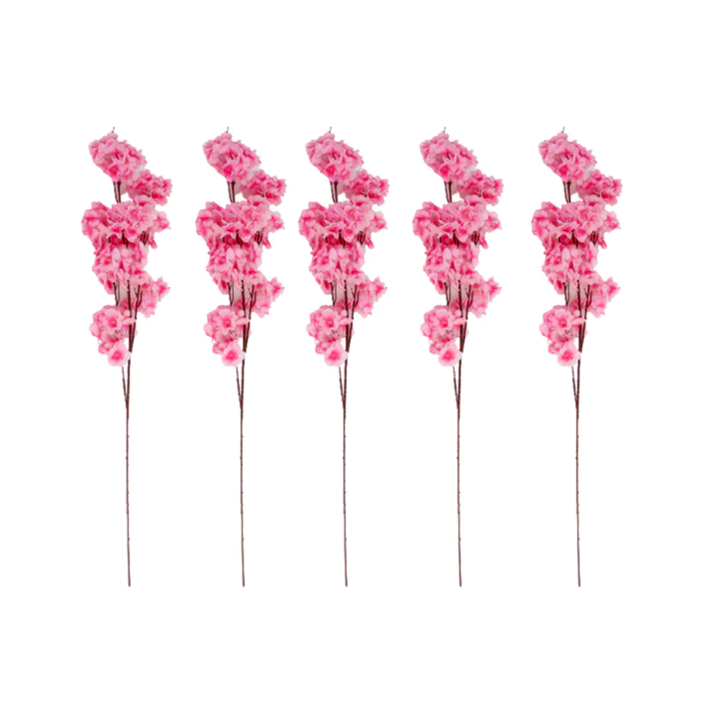 Cherry Blossom Artificial Flower Sticks Set of 5 Decor - myBageecha
