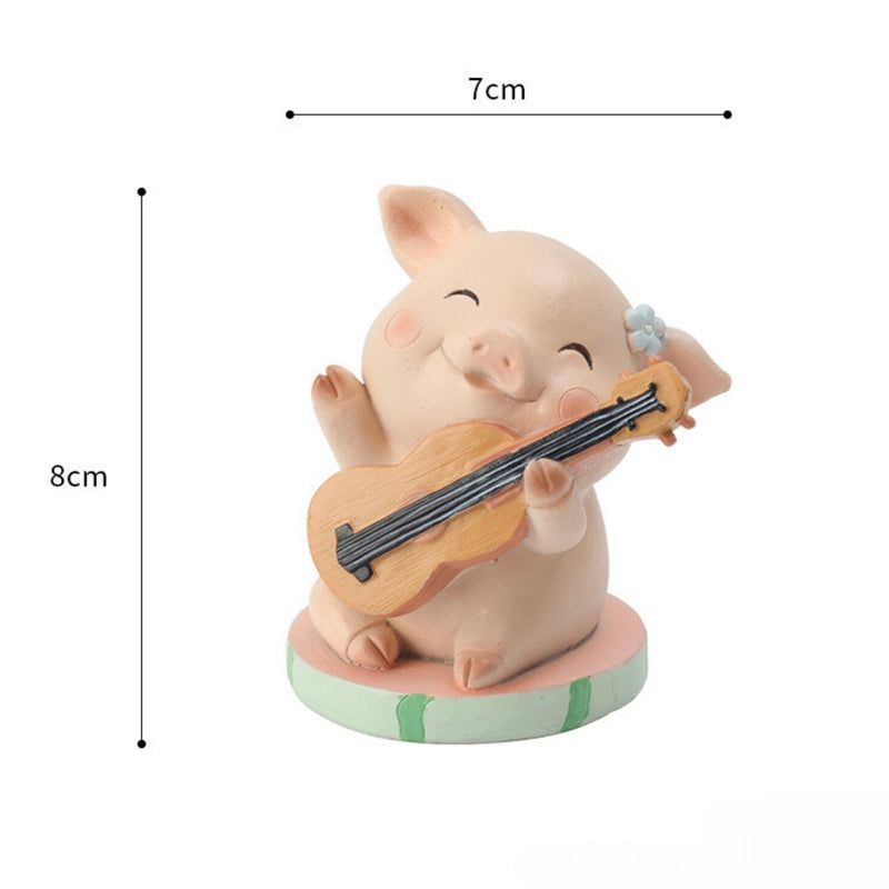 Miniature Cute Pig Playing Violin Decor
