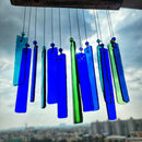Blue and Green Stained Glass Windchime