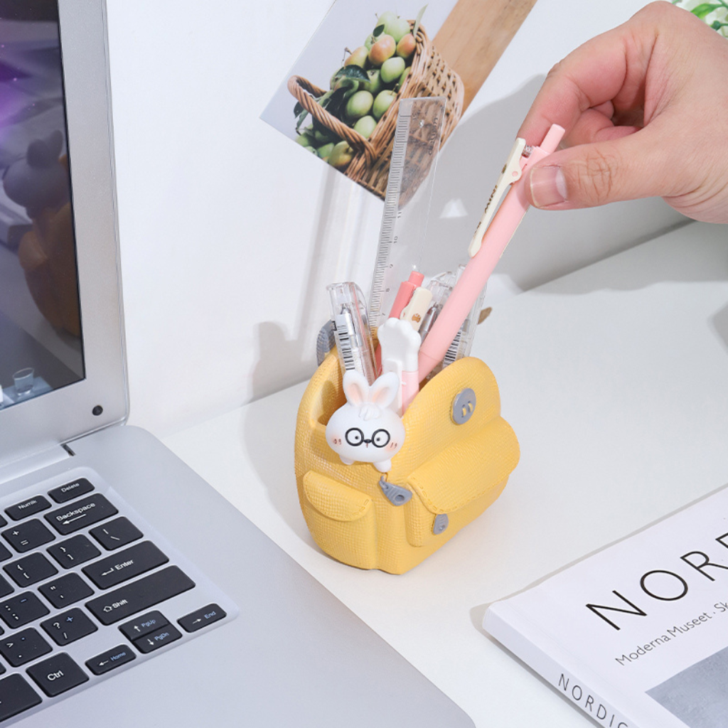 Rabbit Peeping out from Bag Resin Succulent Pot