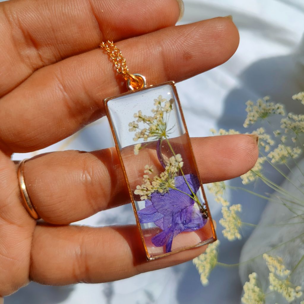 Seal the Purple Real Dried Flower Necklace - myBageecha