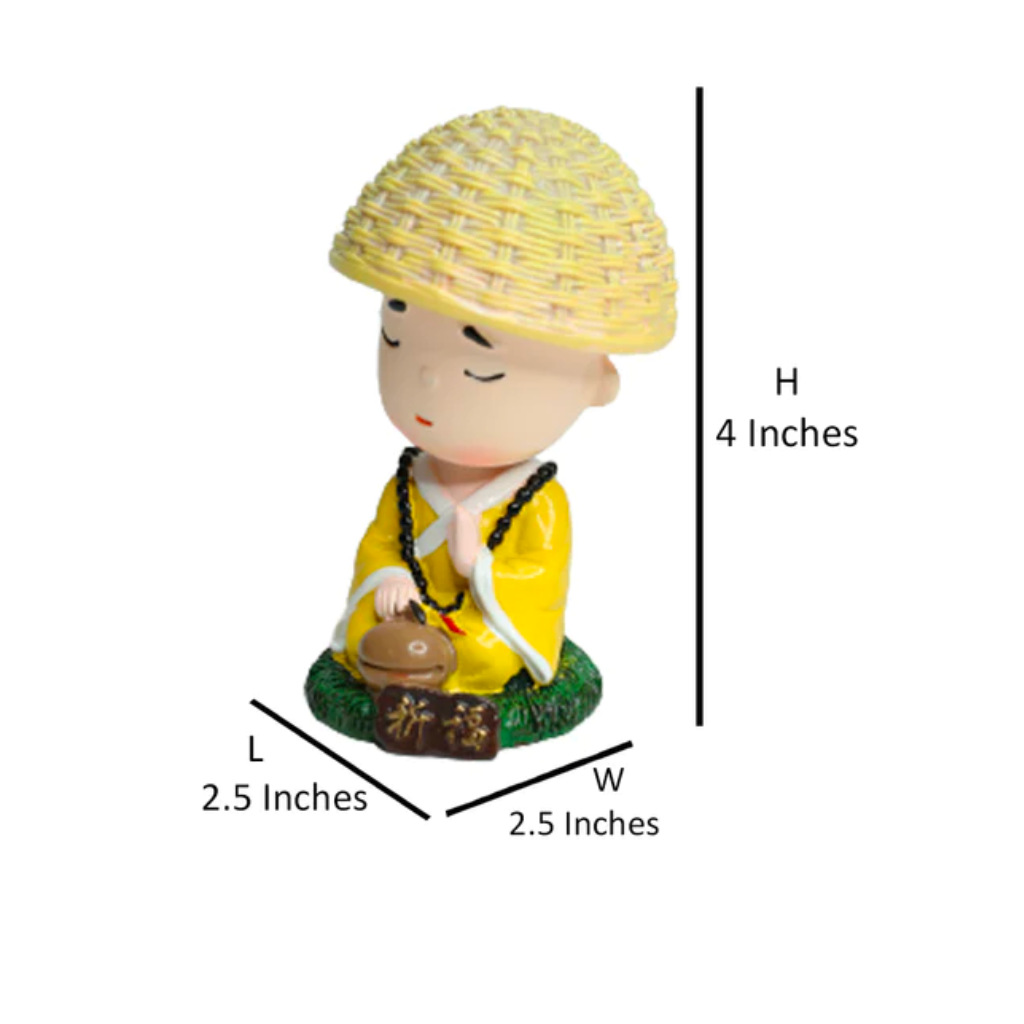 Miniature Meditating Monk with Tabla Shaking Decor - myBageecha