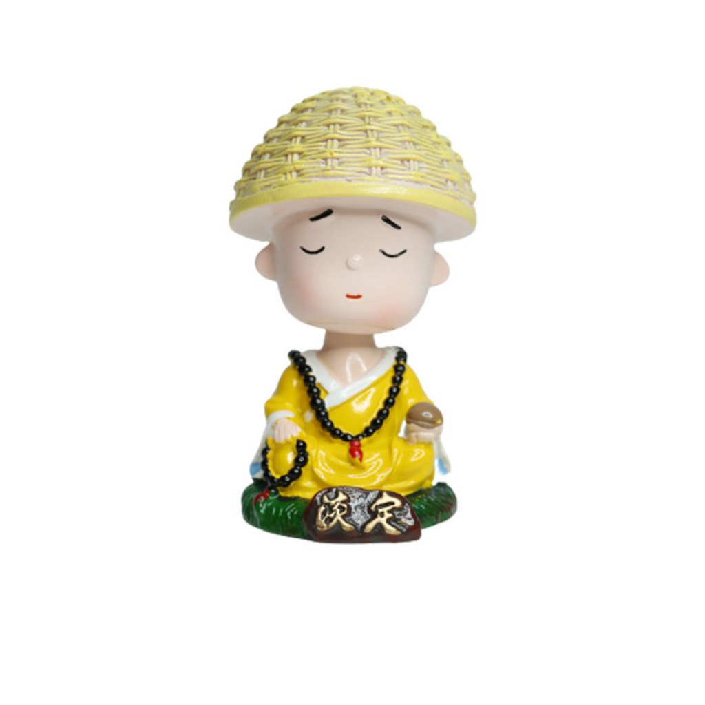 Miniature Meditating Monk with Beads Shaking Head Decor - myBageecha