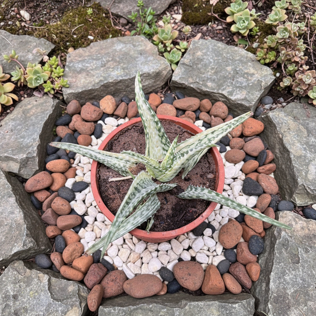 Aloe Saponaria variegated Succulent Plant close up 