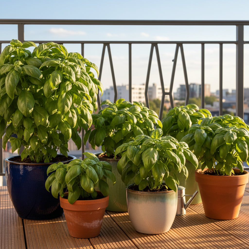 Basil Gecom Herb Seeds growing balcony - myBageecha