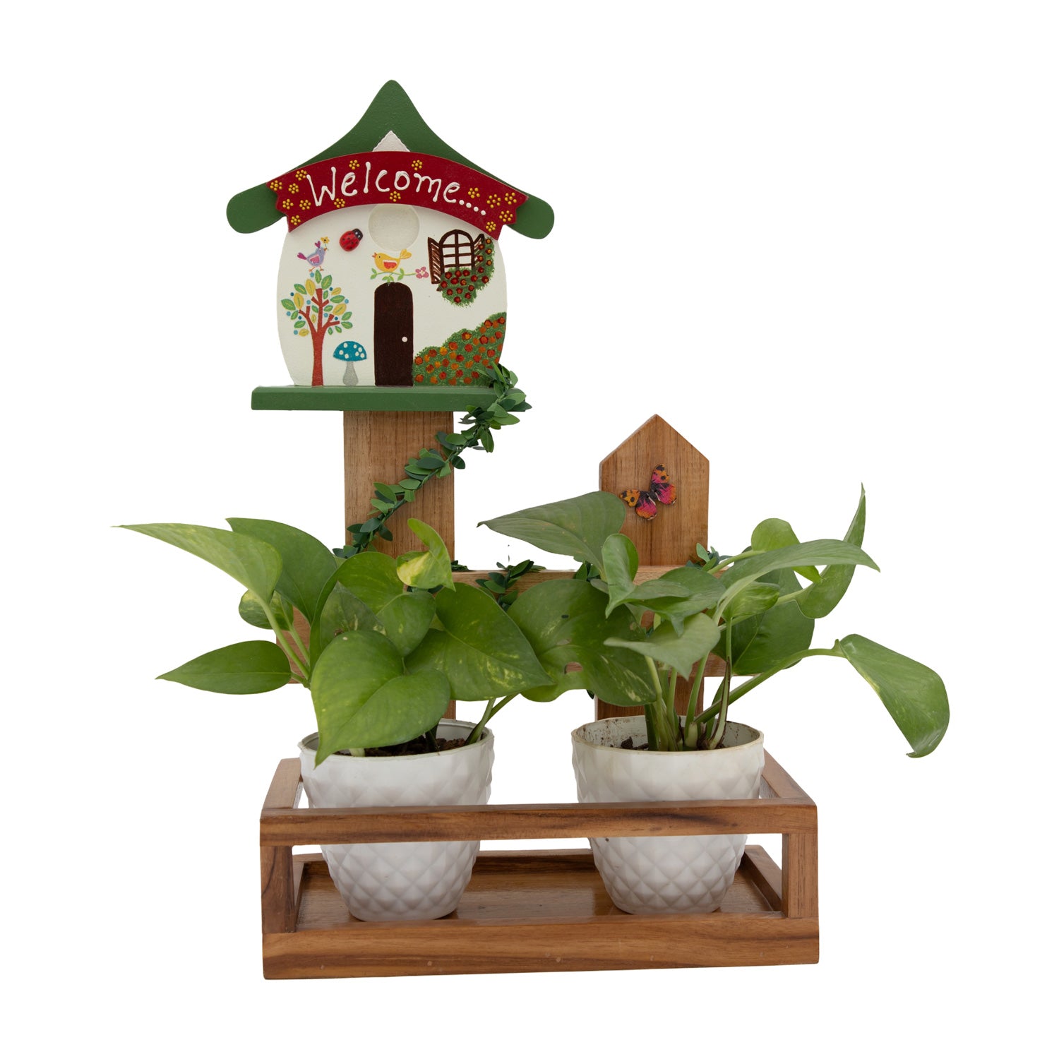 Bird House Fence Wooden Planter-myBageecha