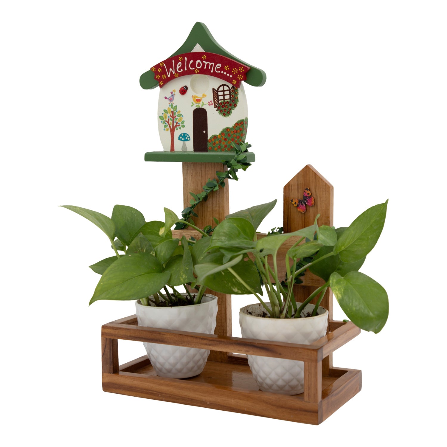 Bird House Fence Wooden Planter