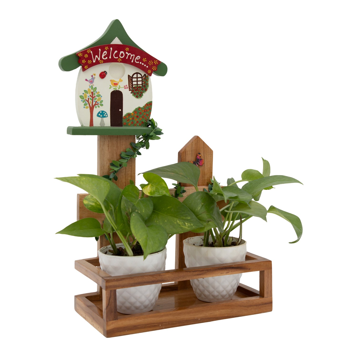 Bird House Fence Wooden Planter