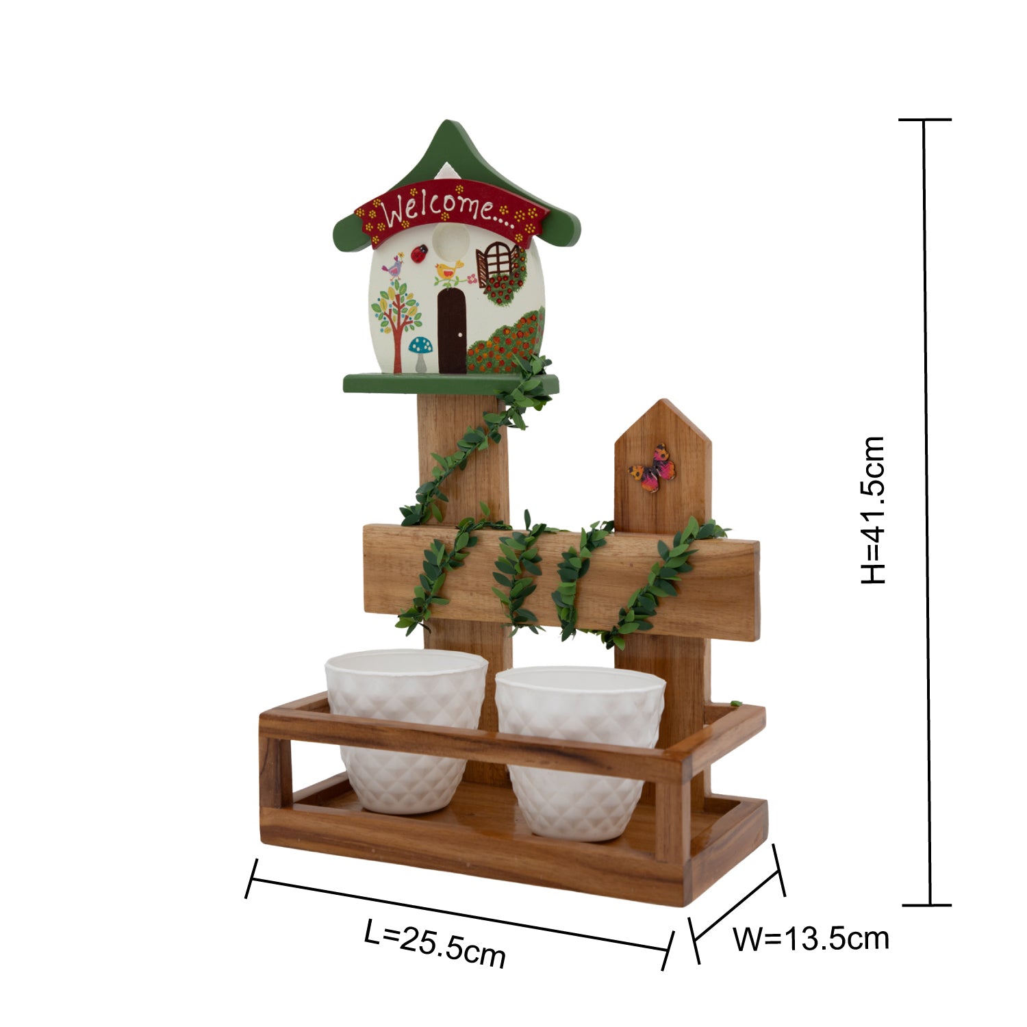 Bird House Fence Wooden Planter