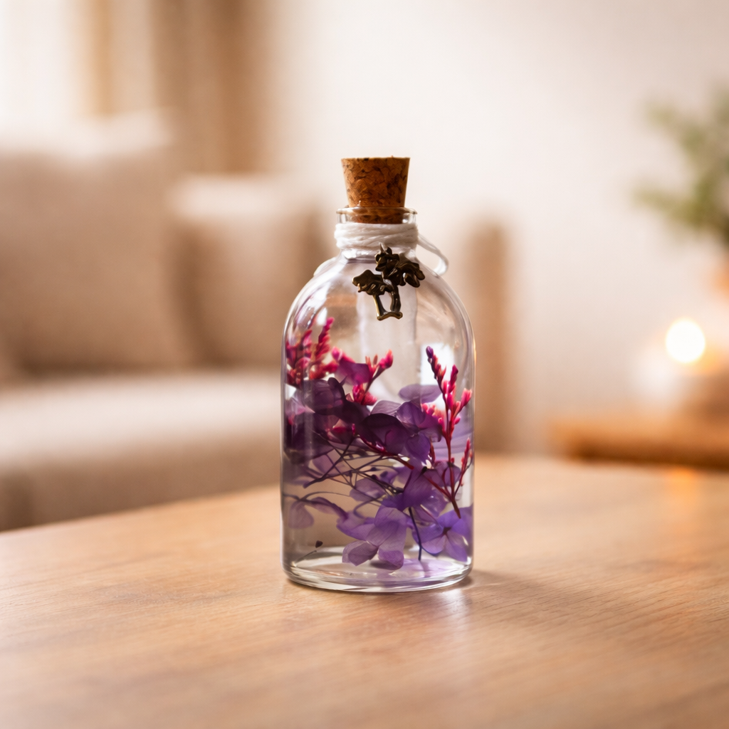 Close-up of Blushing Mauve Preserved Flower Tabletop by myBageecha – mauve-toned preserved blooms.