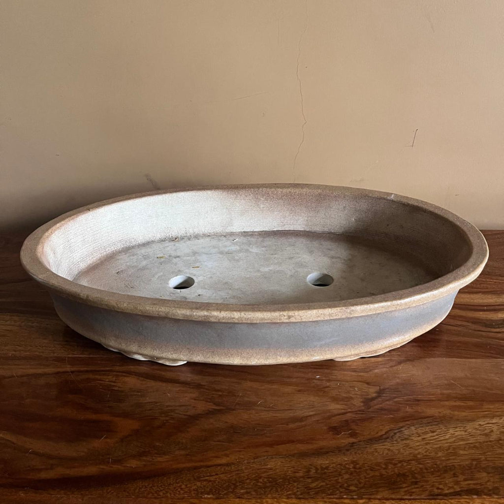Contoured Oval Ceramic Bonsai Tray – Stone Ash – myBageecha
