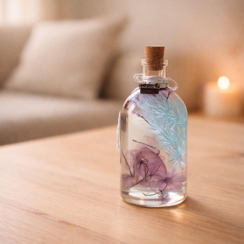 Close-up of Celeste Bloom Preserved Flower Tabletop by myBageecha – sky-blue preserved blooms.