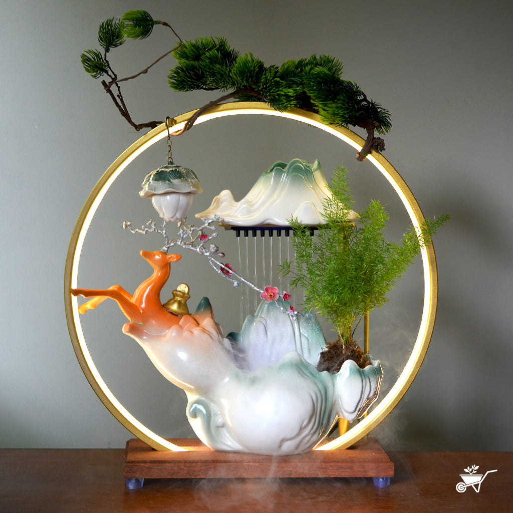 Celestial Ascent Water Fountain LED Decor Zen Garden – tabletop Zen fountain with gentle light