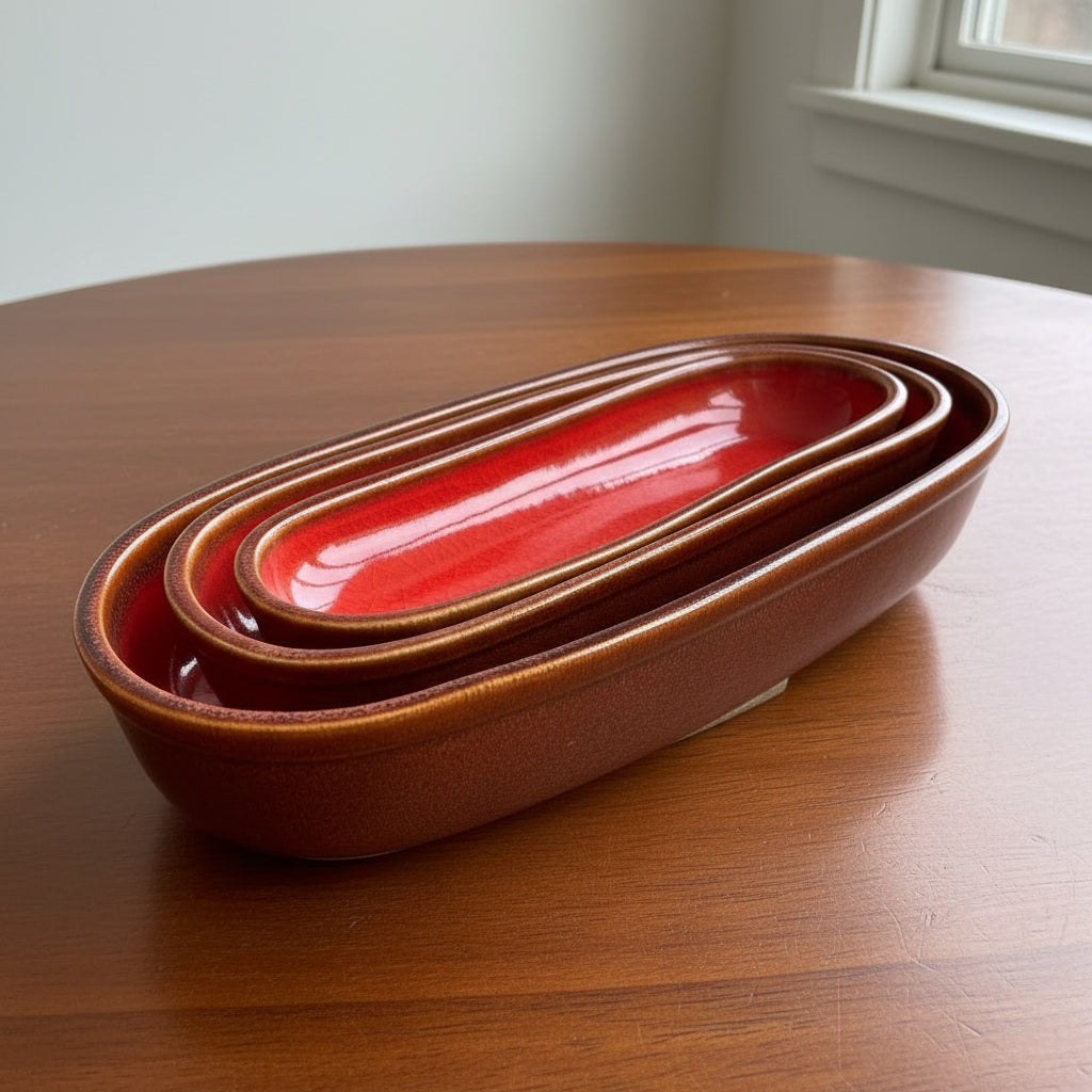 Set of 3 Chiselled Bonsai Tray – Copper Brown – myBageecha
