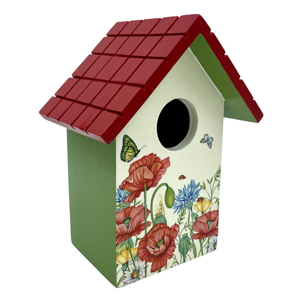 Floral Meadows with Poppies Bird House Decor